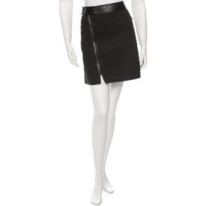 3.1 PHILLIP LIM Black Neoprene Vegan Leather-Trimmed Mini Skirt Size S/US 4